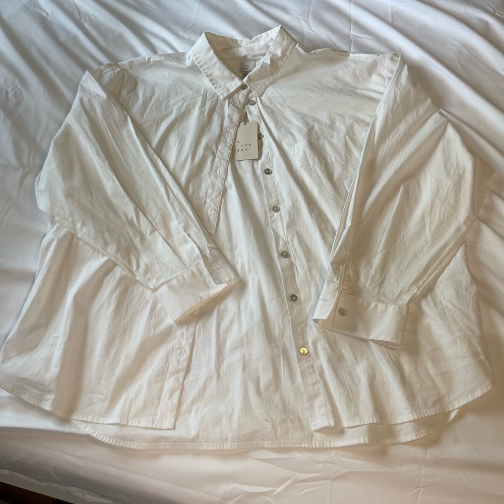 A New Day White Button Up Shirt XXL